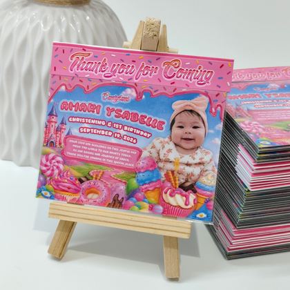 Real printed Candyland card style ref magnets on an easel