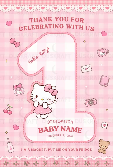 Hello Kitty — Number Cut Ref Magnet by Duskraft